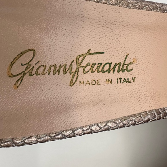 Gianni Ferrante Italian Gold Summer Platform Wedge Slide Sandal Size 38 - Picture 12 of 16